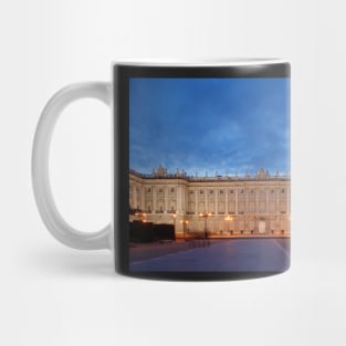 Royal Palace, Palace, Palacio Real, Plaza de Oriente, dusk, Madrid, Spain, Europe Mug